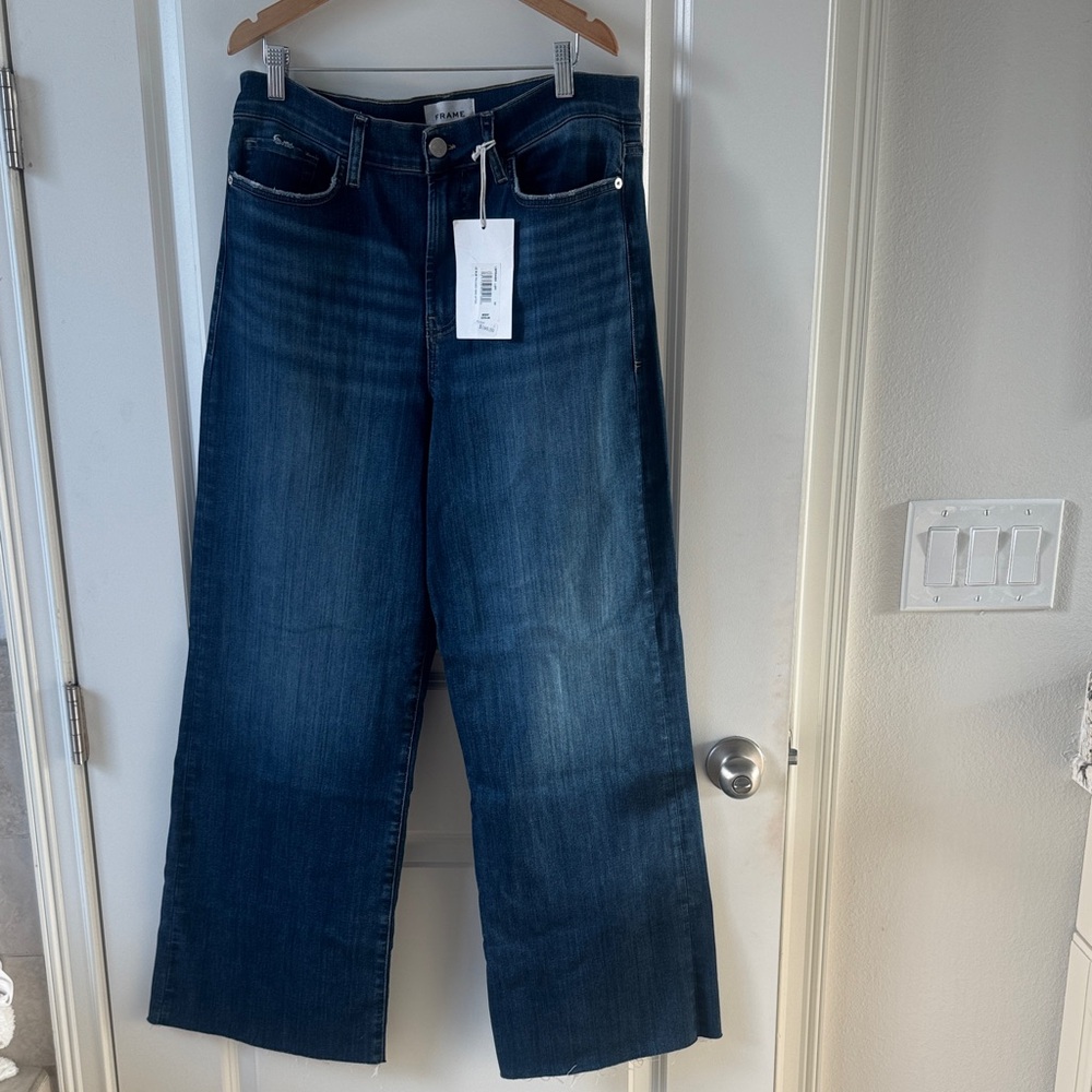 Frame Denim Wide-Leg Jeans in Dark Blue Indigo